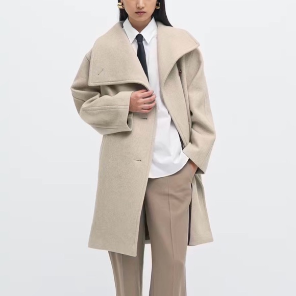 Mango Maxi Lapel Wool Coat - Picture 2 of 9